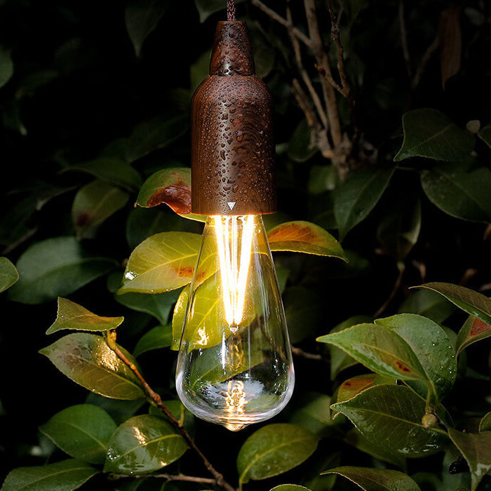 Retro Portable Waterproof Wood Round Cone Battery USB 1-Light Camping Outdoor Light | Bowlift