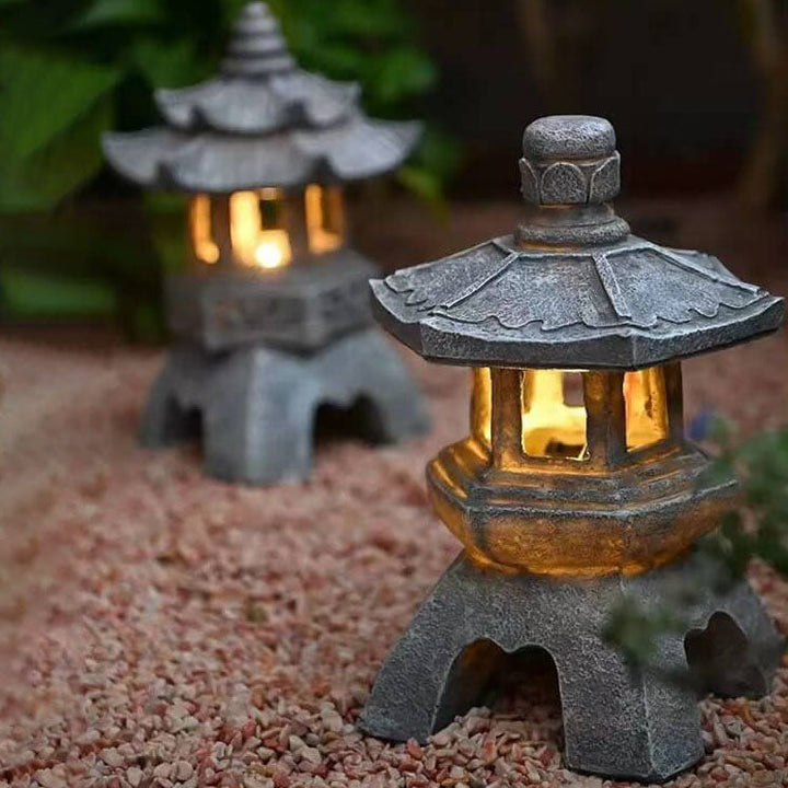 Retro Decorative Solar Tower Resin LED Outdoor Landscape Lighting | Bowlift
