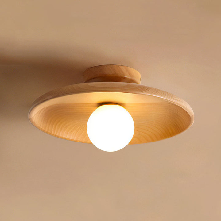BowLift | Nordic Wood Round Ceiling Light Fixture - Minimalist Design for Hallway & Living Room Lighting