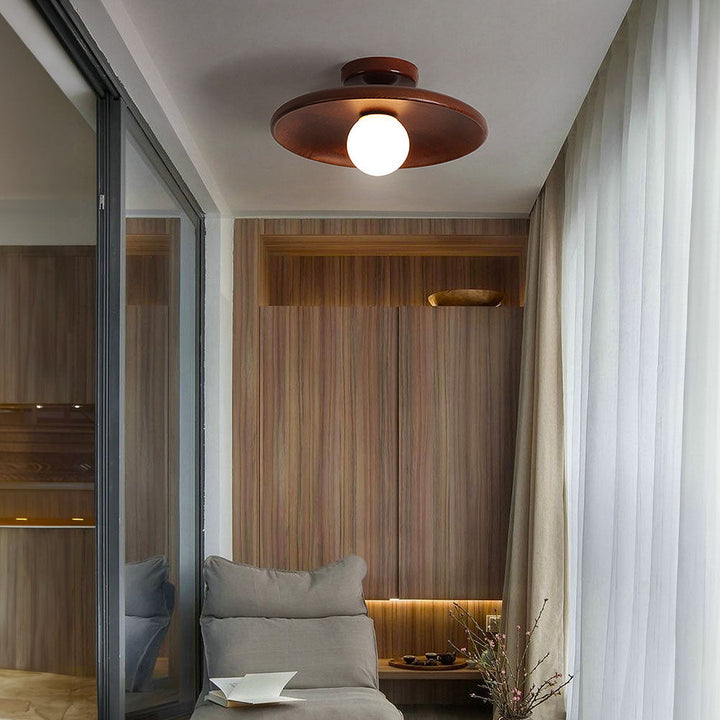 BowLift | Nordic Wood Round Ceiling Light Fixture - Minimalist Design for Hallway & Living Room Lighting