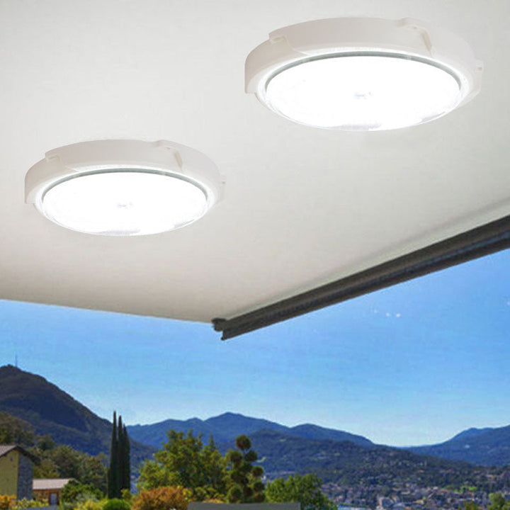 Modern Round Solar LED Remote Control Outdoor Indoor Flush Mount Lighting | Bowlift