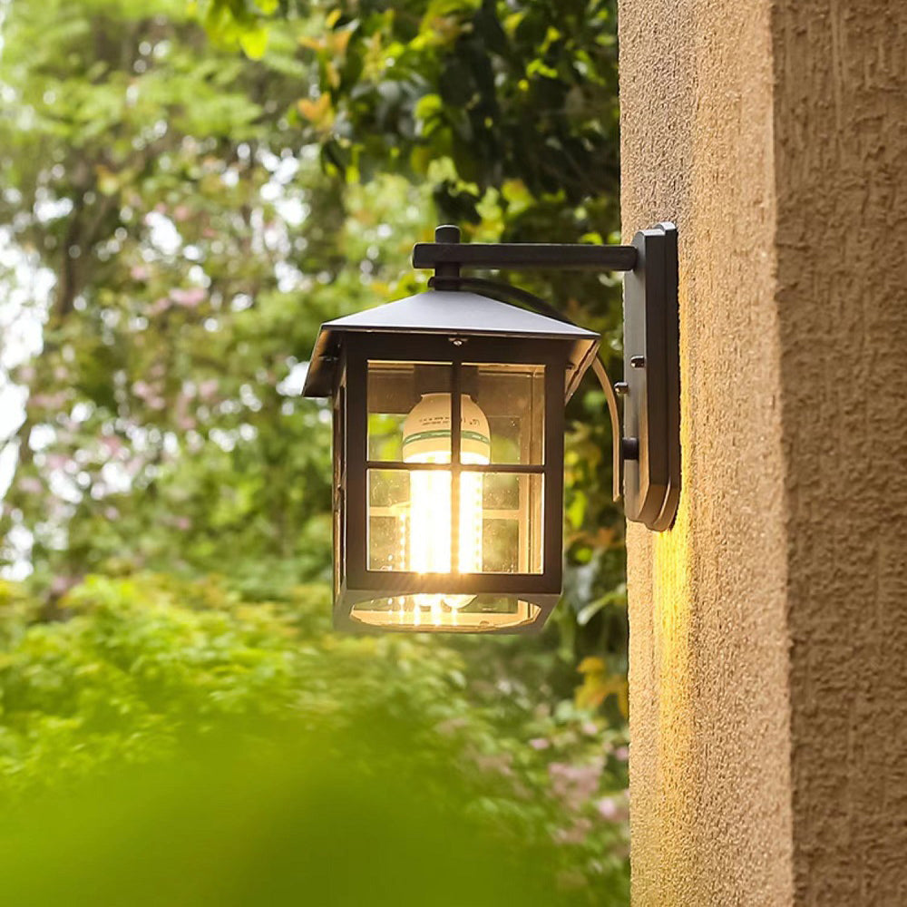 Modern Simplicity Waterproof Aluminum Square Glass Shade 1-Light Wall Sconce Lamp For Outdoor Patio | Bowlift