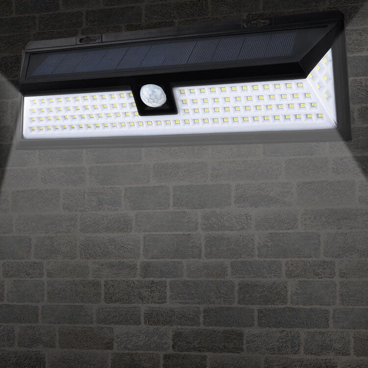 Modern Black Rectangular Human Sensor Solar Waterproof Outdoor Garden LED Wall Light | Bowlift