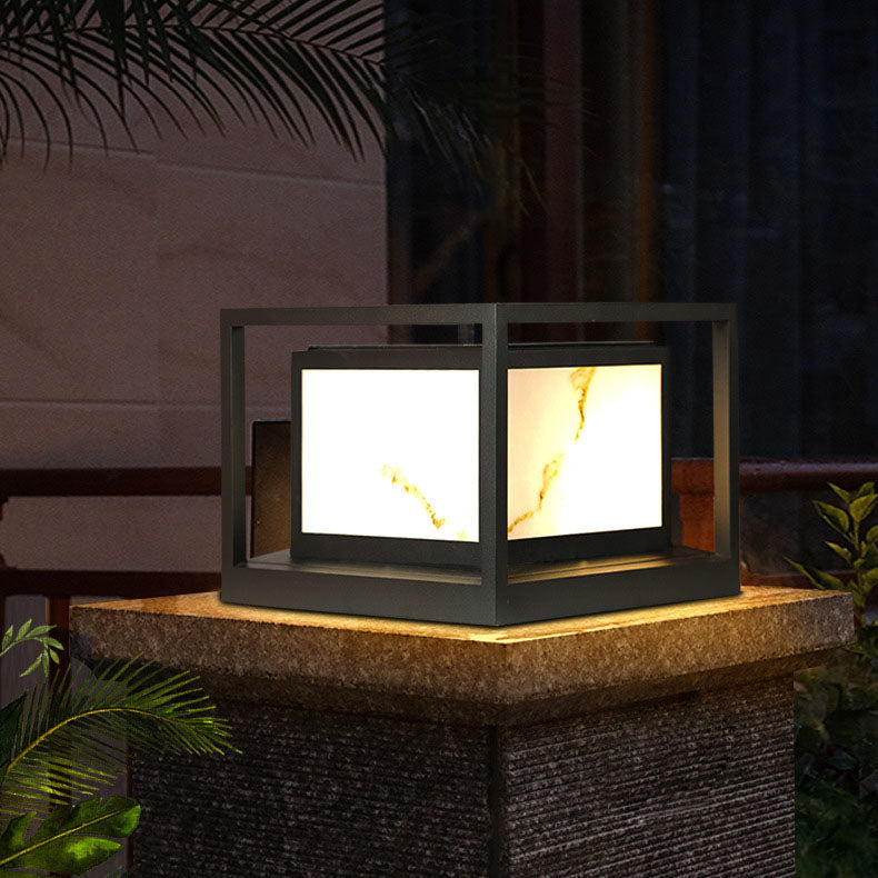 Modern Solar Square Chinese Outdoor Column Head Light LED Lawn Landscape Light | Bowlift