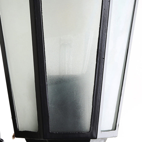 Contemporary Industrial Hexagonal Aluminum Frame Frosted Glass 1-Light Outdoor Wall Sconce Lamp For Garden | Bowlift
