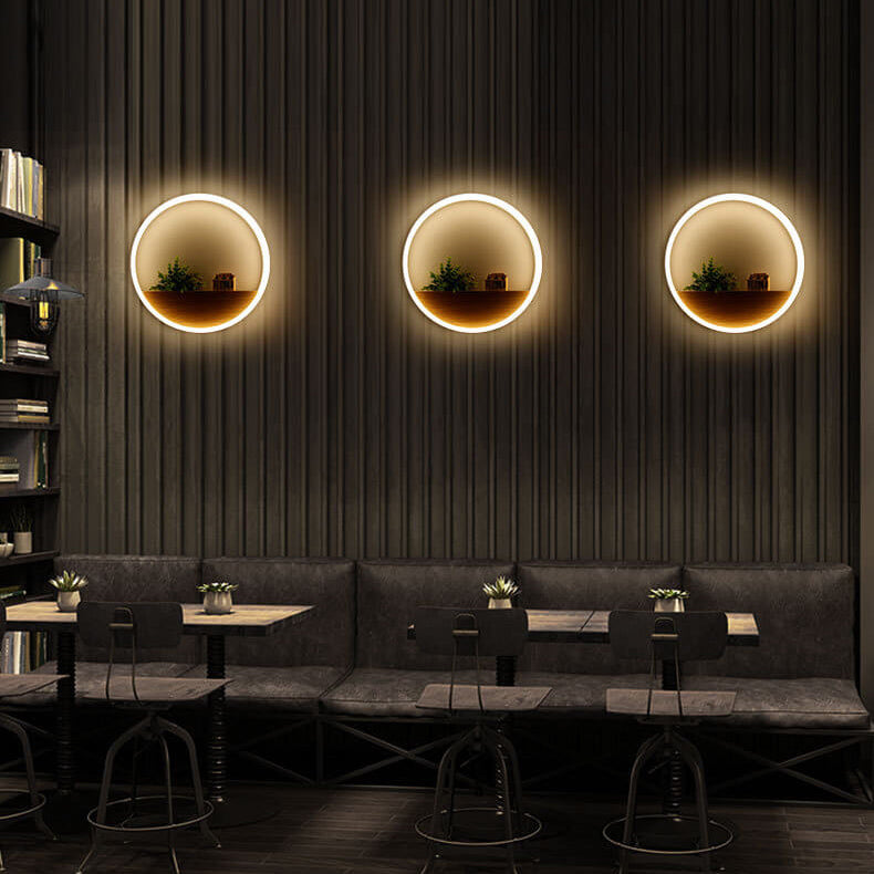 BowLift | Lumoshelf LED Wall Light | Solid Wood with Shelf | Round Wall Lamp | Warm & White Light