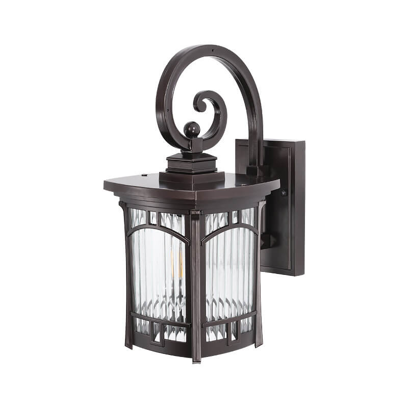 Modern Square Aluminum Glass Carved 1-Light Outdoor Waterproof Wall Sconce Lamp | Bowlift