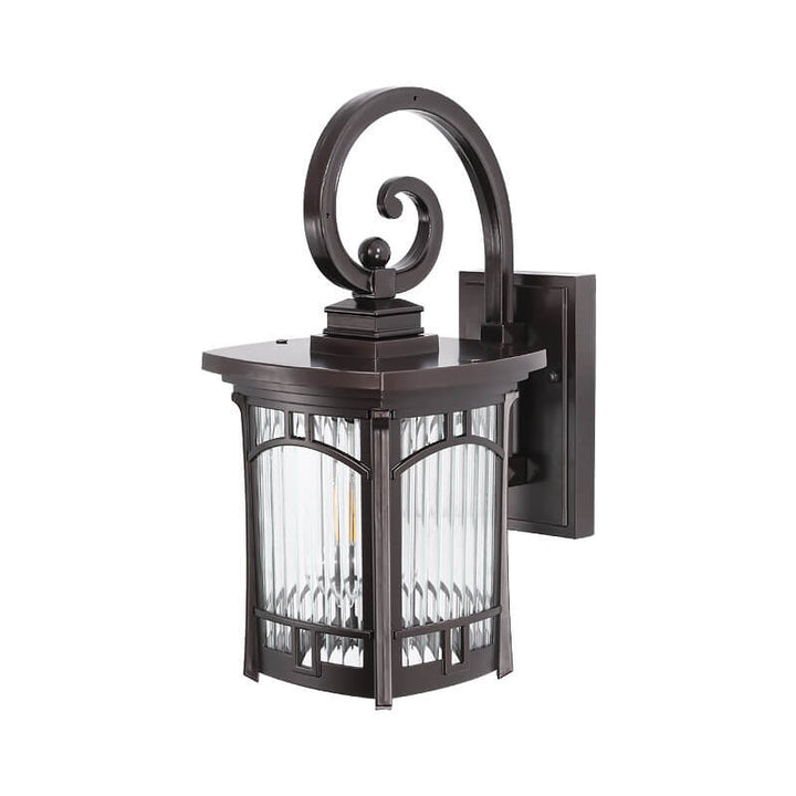 Modern Square Aluminum Glass Carved 1-Light Outdoor Waterproof Wall Sconce Lamp | Bowlift