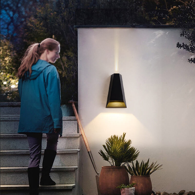Modern Creative Trapezoid Up and Down Illuminated LED Outdoor Wall Sconce Lamp | Bowlift