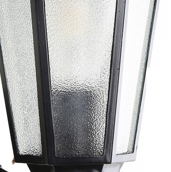 Contemporary Industrial Hexagonal Aluminum Frame Frosted Glass 1-Light Outdoor Wall Sconce Lamp For Garden | Bowlift