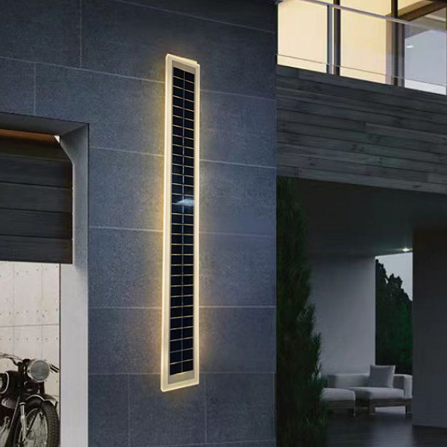 Minimalist Outdoor Solar Rectangular Strip Waterproof Patio LED Wall Sconce Lamp | Bowlift
