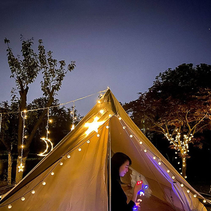 BowLift | LED Solar Star Moon Curtain Light  Christmas Outdoor Patio Decorative Camping String Lights