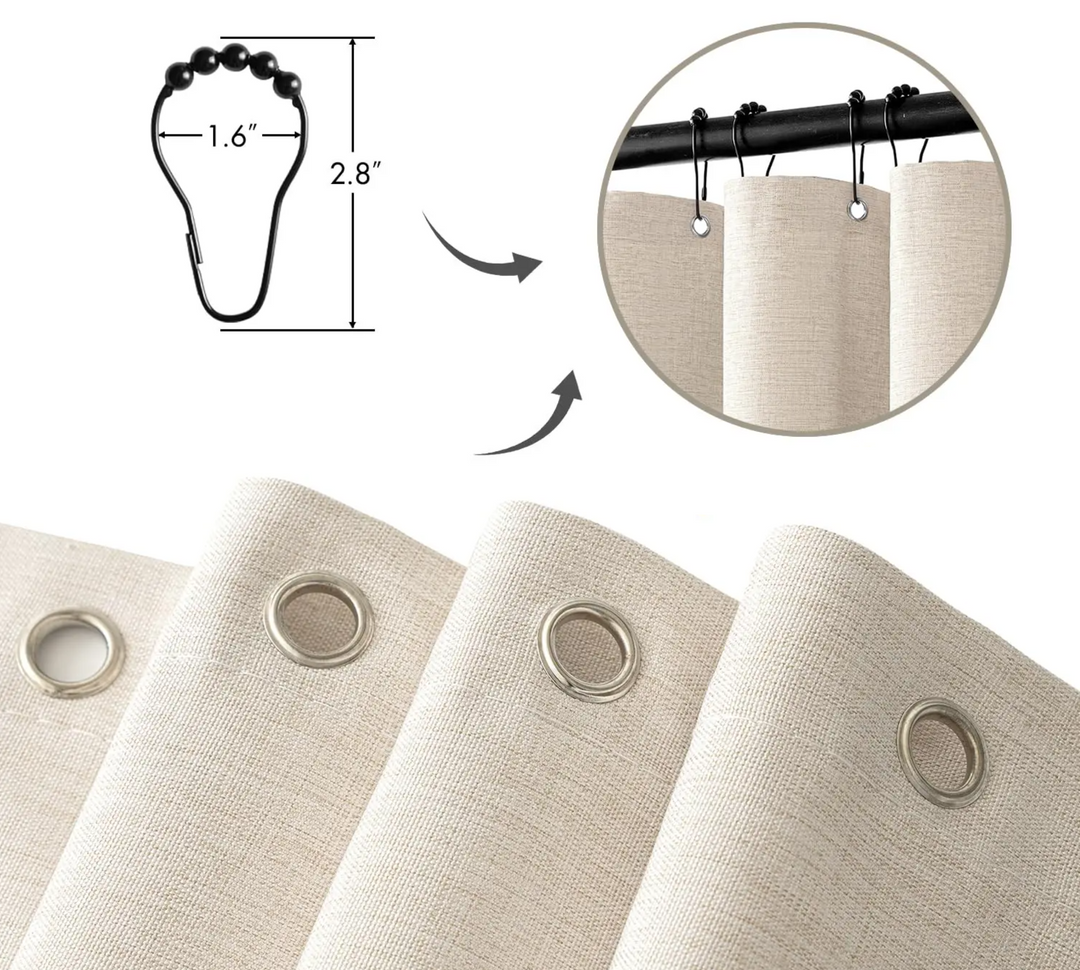 Luxurious shower curtain made of linen – Waterproof and thick artificial linen Bowlift