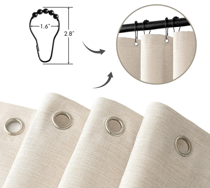 Luxurious shower curtain made of linen – Waterproof and thick artificial linen Bowlift