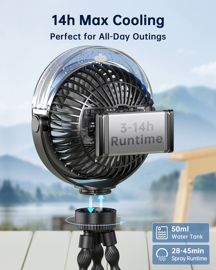 Misting Stroller Fan – Portable Baby Fan with Spray | Bowlift