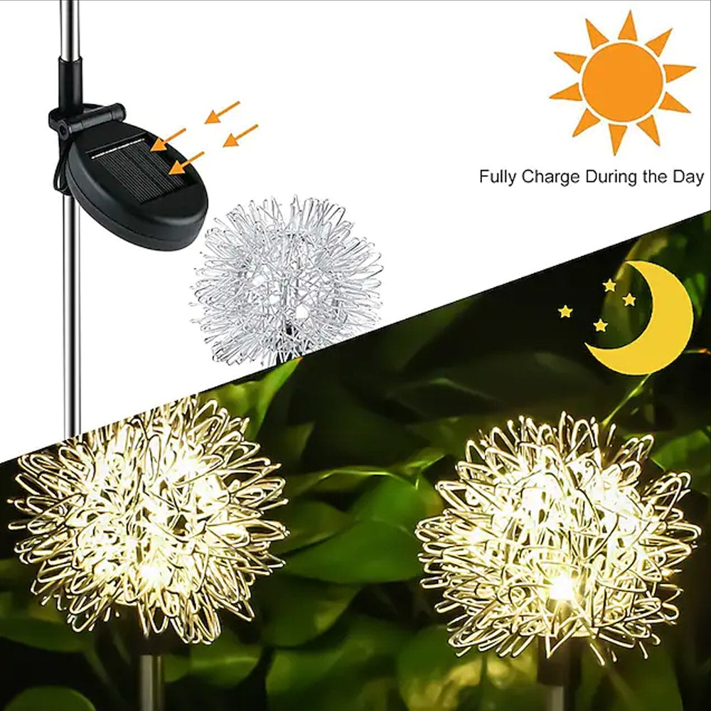 Solar LED Garden Light (2 pieces) Dandelion Design with Spike | Bowlift