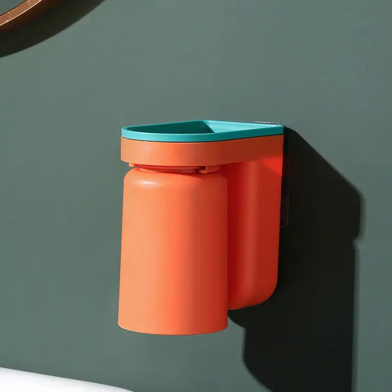 BowLift | Toothbrush Holder with Cup | Wall-Mounted | Self-Adhesive | ABS Plastic | 11.5×7×12.5cm
