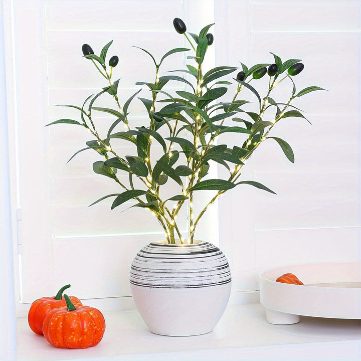 LumiTak – Elegant Olive Branch LED Table Lamp Bowlift