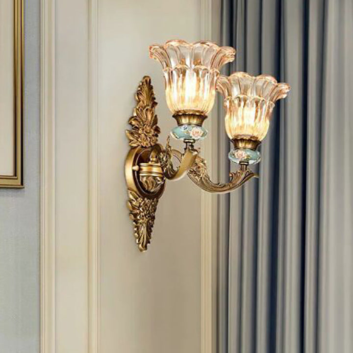 BowLift | FlorisLuxe European Wall Lamp | Blossom Design | 1-2 Flames | High-Quality Resin & Glass | Elegance for Living Room & Hallway