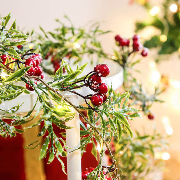 BowLift | Christmas Red Fruit Pine Needle LED Copper Wire Decorative Battery String Lights