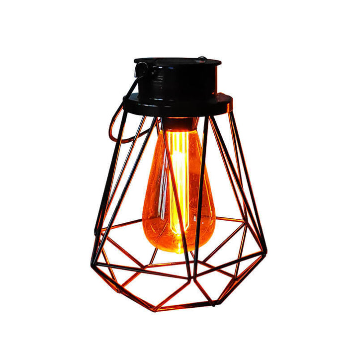 Solar Retro Iron Lantern Geometry LED Decorative Outdoor Landscape Light | Bowlift