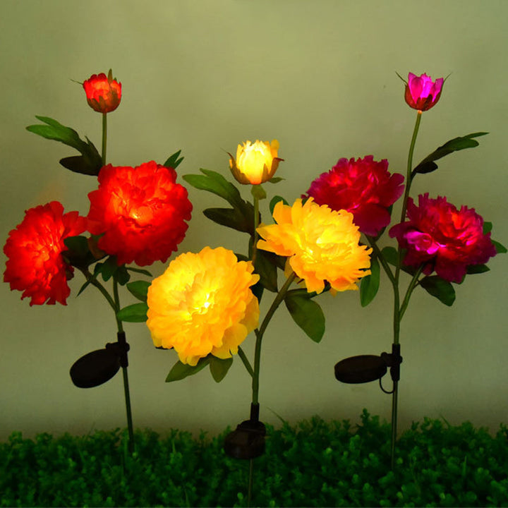 Contemporary Creative Solar Peony Flower LED Waterproof Lawn Landscape Insert Light For Outdoor Patio | Bowlift