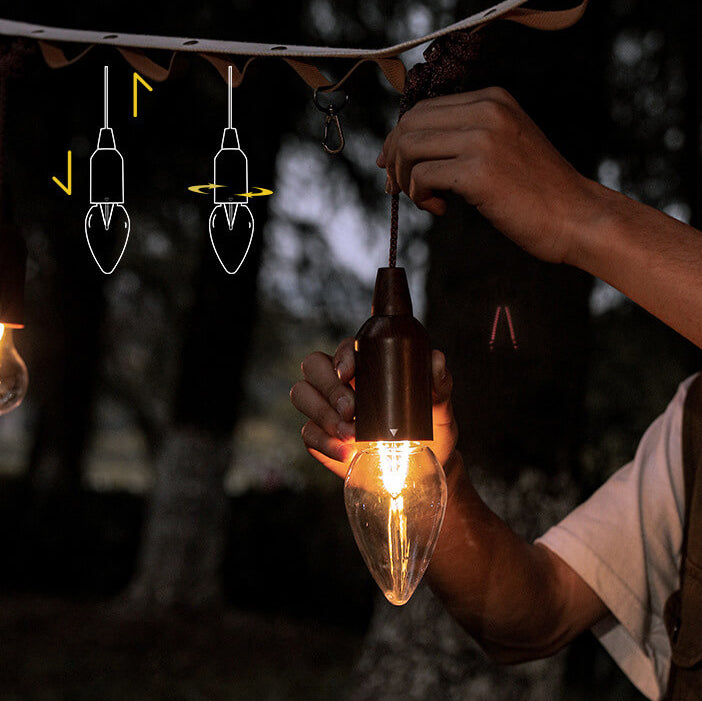Retro Portable Waterproof Wood Round Cone Battery USB 1-Light Camping Outdoor Light | Bowlift