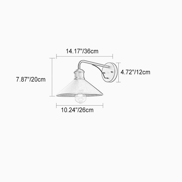 Modern Minimalist Cone Iron 1-Light Wall Sconce Lamp For Outdoor Patio | Bowlift