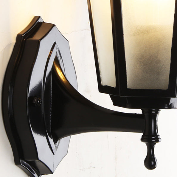 Contemporary Industrial Hexagonal Aluminum Frame Frosted Glass 1-Light Outdoor Wall Sconce Lamp For Garden | Bowlift