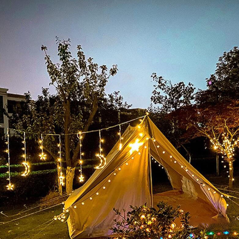BowLift | LED Solar Star Moon Curtain Light  Christmas Outdoor Patio Decorative Camping String Lights