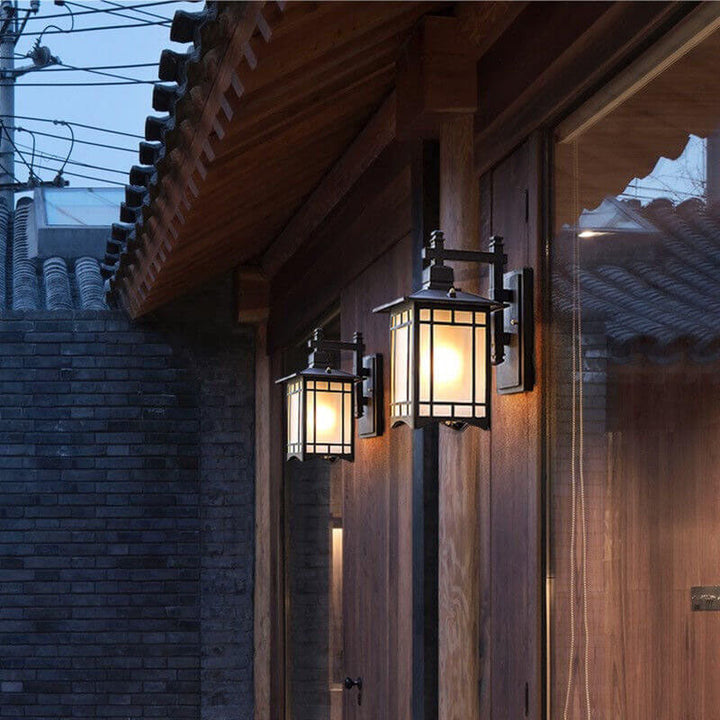 Modern Waterproof Solar Aluminum Chinese Pavilion Shape 1-Light Wall Sconce Lamp | Bowlift