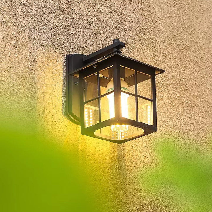 Modern Simplicity Waterproof Aluminum Square Glass Shade 1-Light Wall Sconce Lamp For Outdoor Patio | Bowlift