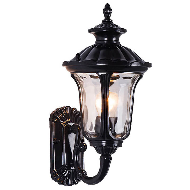 European Retro Waterproof Stone Pattern Glass Lampshade 1-Light Outdoor Wall Sconce Lamp | Bowlift