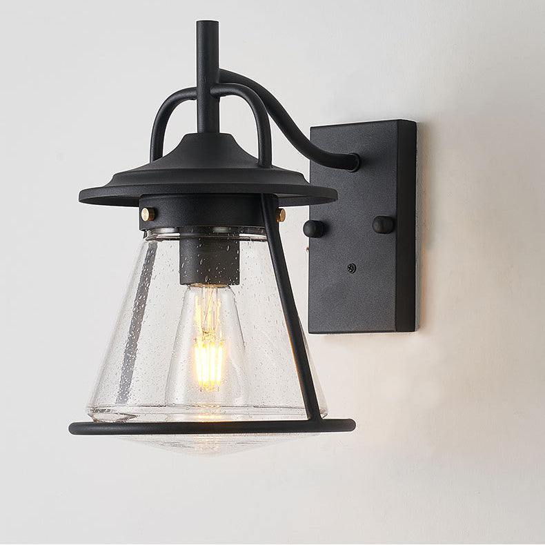 Waterproof Glass Cone Shade 1-Light Outdoor Wall Sconce Lamp | Bowlift