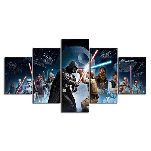 5 Piece The Light Side Vs The Dark - Canvas Wall Art Painting | Bowlift