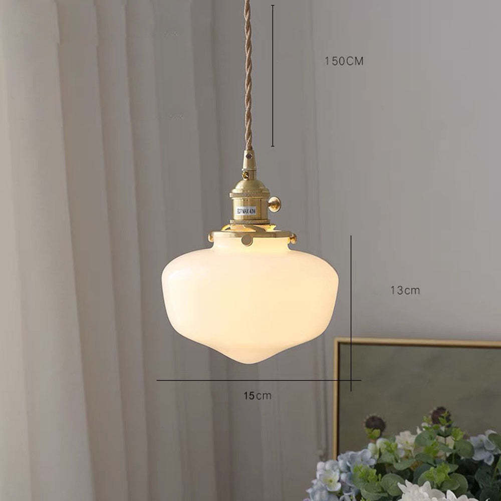 BowLift | Vintage Brass Lantern Glass Pendant Light