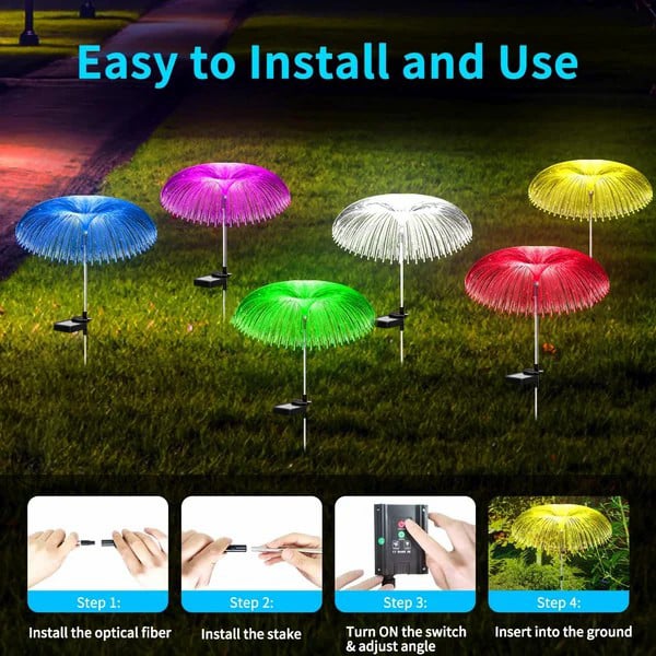BowLift | Solar Garden Lights | Jellyfish Design with Color-Changing & Warm White Modes | 75cm