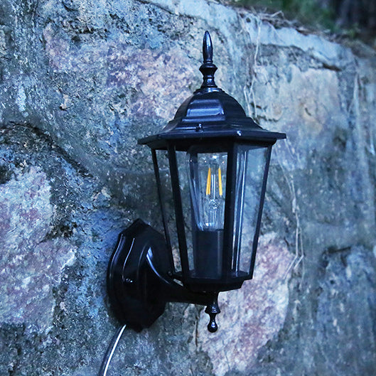 Contemporary Industrial Hexagonal Aluminum Frame Frosted Glass 1-Light Outdoor Wall Sconce Lamp For Garden | Bowlift
