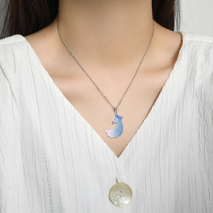 BowLift | Hand-painted Fox and Wolf Couple Embrace Necklace