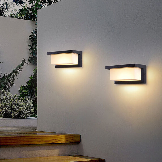 Modern Minimalist Solar Rectangle PC LED Outdoor Wall Sconce Lamp For Outdoor Patio | Bowlift