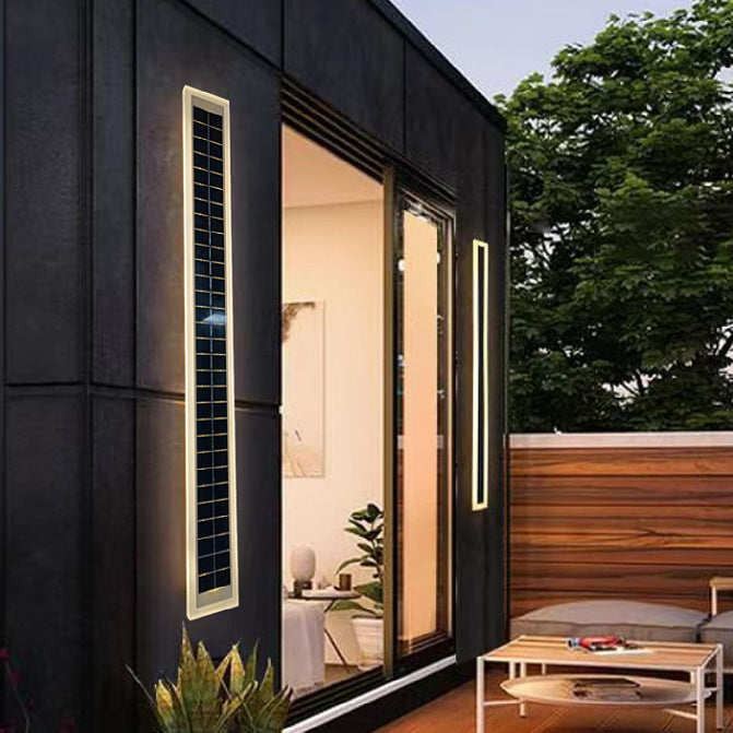 Minimalist Outdoor Solar Rectangular Strip Waterproof Patio LED Wall Sconce Lamp | Bowlift
