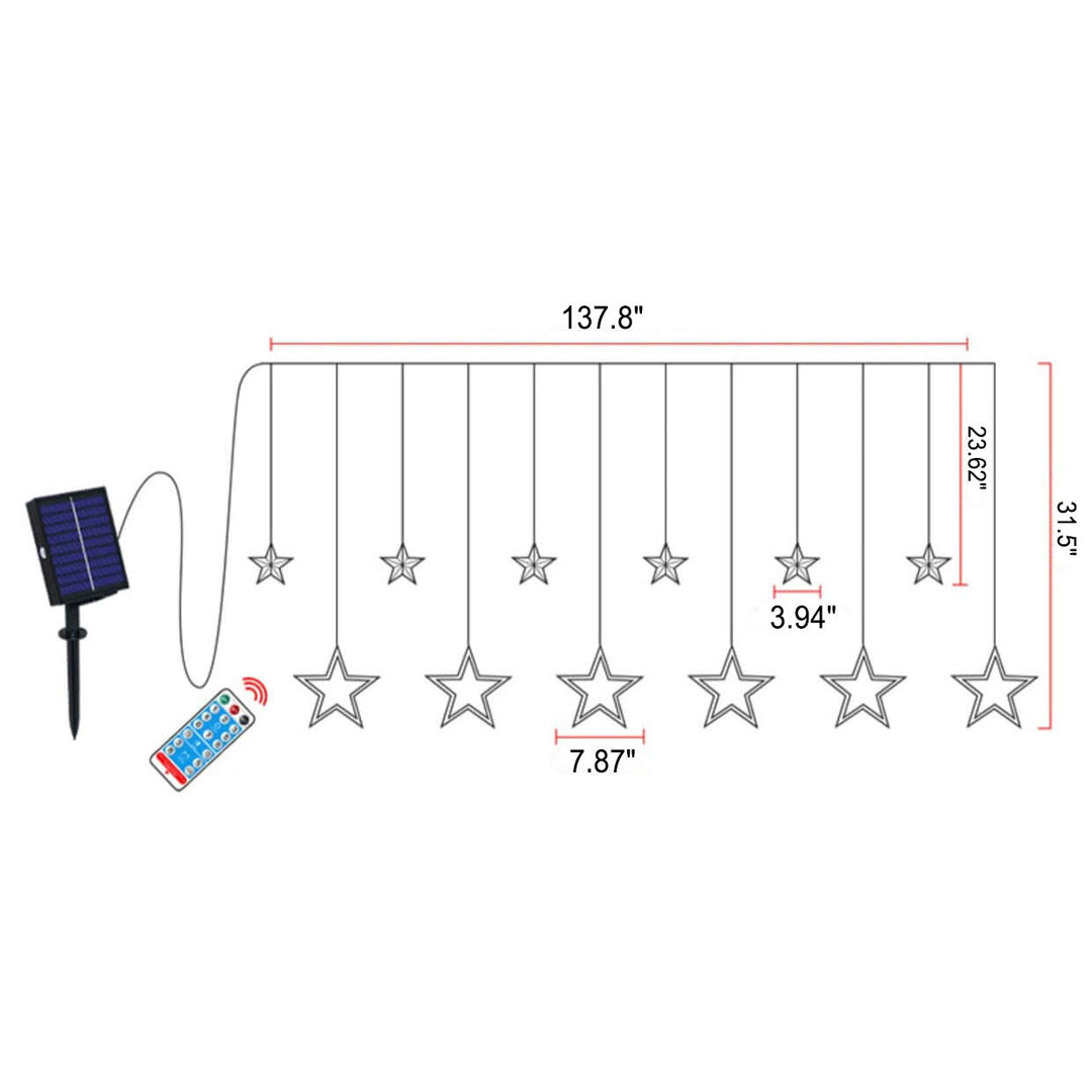 BowLift | LED Solar Star Moon Curtain Light  Christmas Outdoor Patio Decorative Camping String Lights