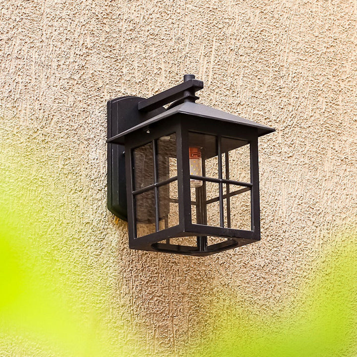 Modern Simplicity Waterproof Aluminum Square Glass Shade 1-Light Wall Sconce Lamp For Outdoor Patio | Bowlift