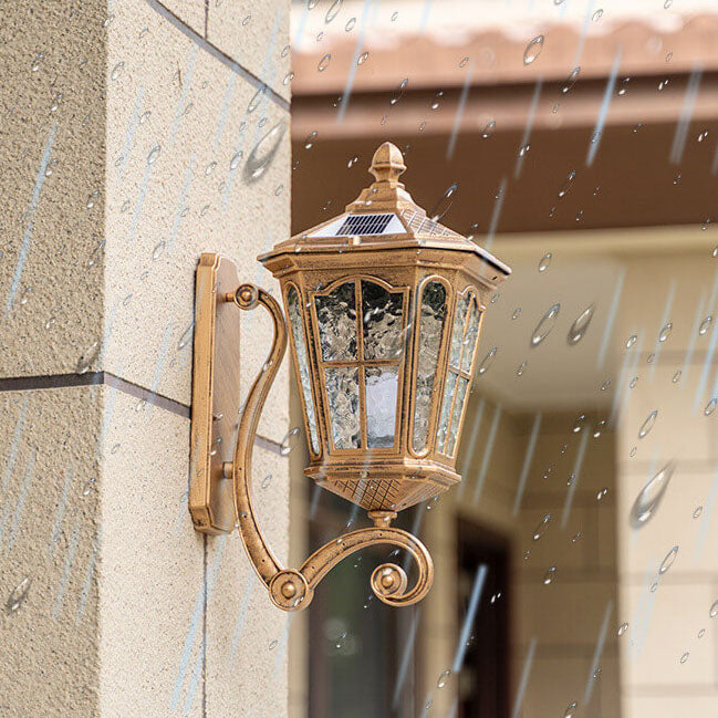 European Solar Outdoor Lantern Aluminum Glass Waterproof 1-Light Wall Sconce Lamp | Bowlift