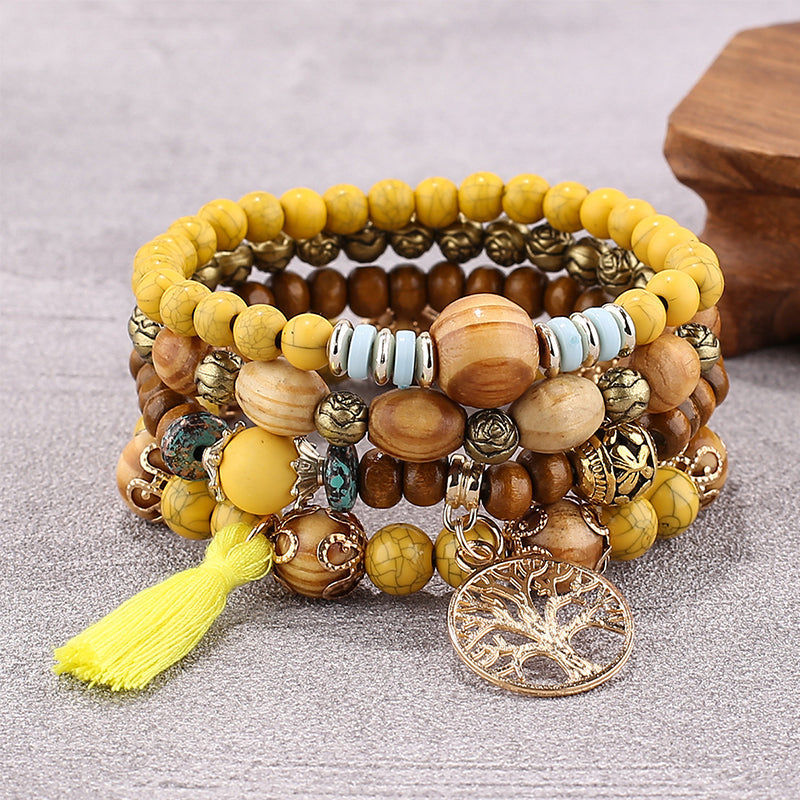 BowLift | Boho Multilayer Wooden Bead Bracelet