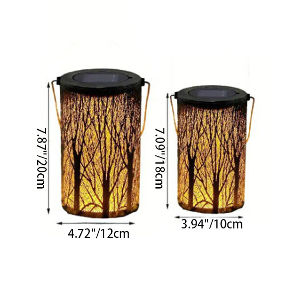 Modern Art Deco Solar Cylinder Skeleton Lantern Iron LED Outdoor Landscape Light For Garden | Bowlift