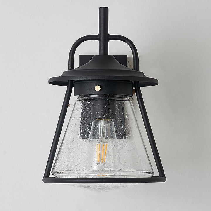 Waterproof Glass Cone Shade 1-Light Outdoor Wall Sconce Lamp | Bowlift