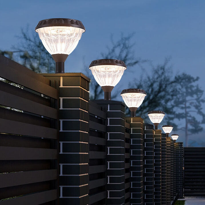 Modern Black Solar Die-Cast Aluminum Glass Outdoor Patio Waterproof Column Head Light | Bowlift