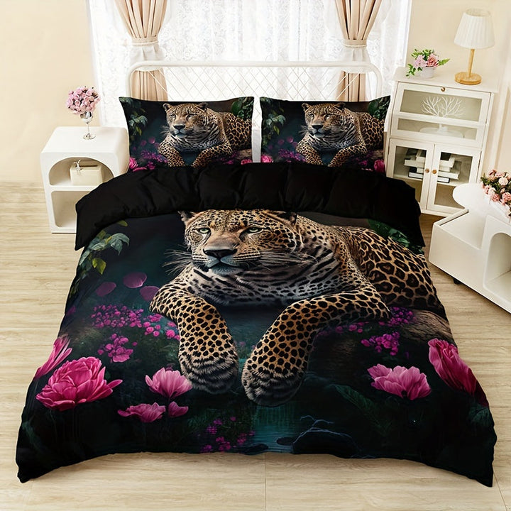FierceFloral Bedset – Luxury Animal Print and Flowers Bowlift