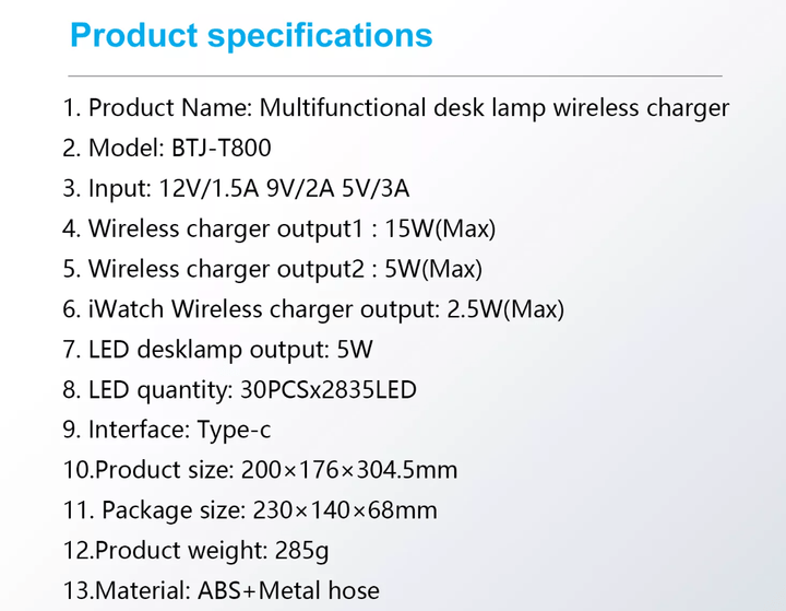 LED table lamp with dimmer and wireless charger for smartphones (4-in-1) | Bowlift